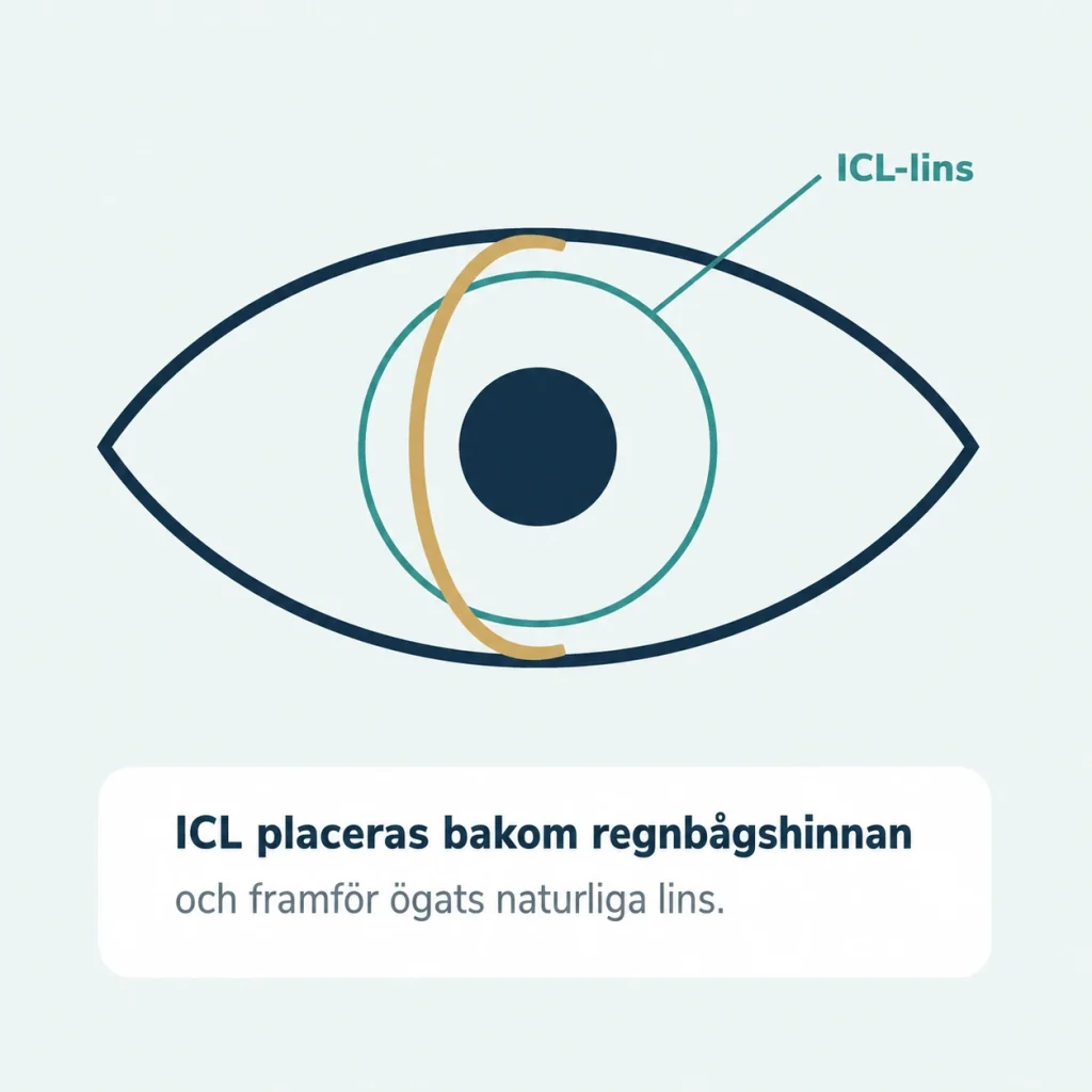 Illustration av ICL lins bakom regnbågshinnan